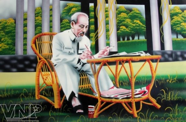 Tác phẩm “Bác đang cùng chúng cháu hành quân”hantrinhtramnamkynguyenhoihoasonmaivietnam-03